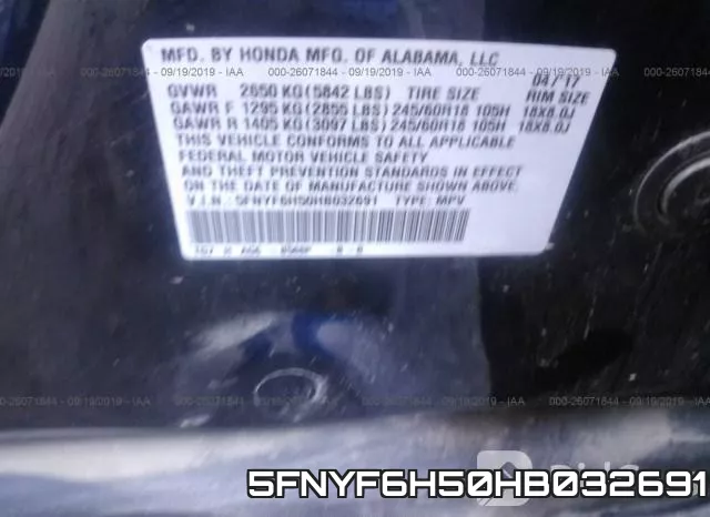 5FNYF6H50HB032691 фото 10