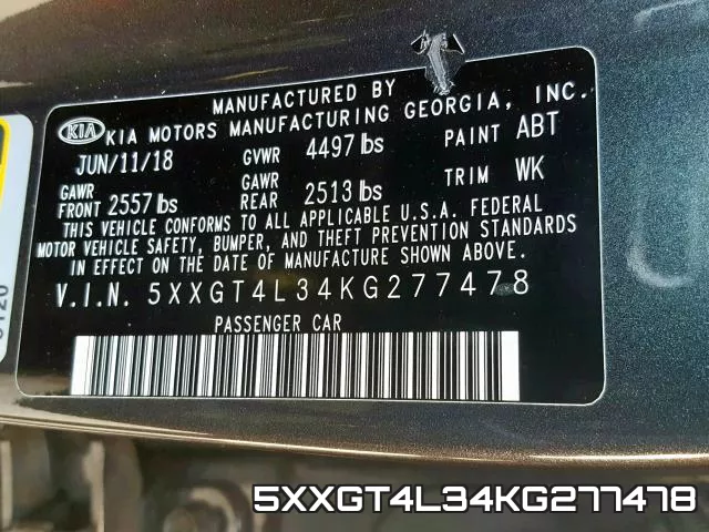 5XXGT4L34KG277478 фото 2