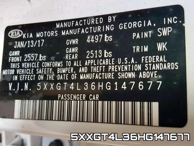 5XXGT4L36HG147677 фото 2