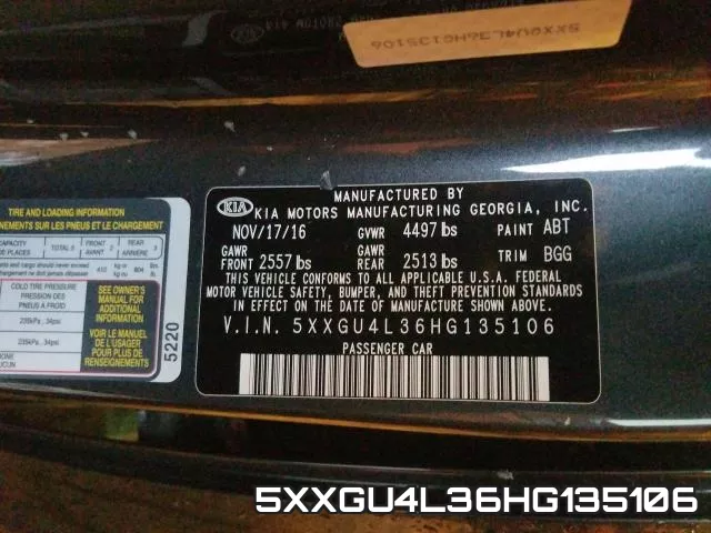 5XXGU4L36HG135106 фото 2