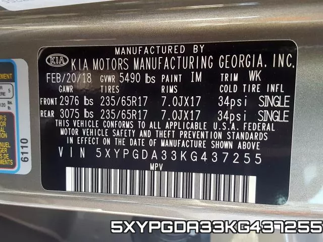 5XYPGDA33KG437255 фото 2