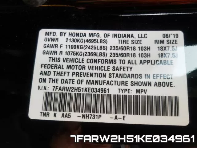 7FARW2H51KE034961 фото 2