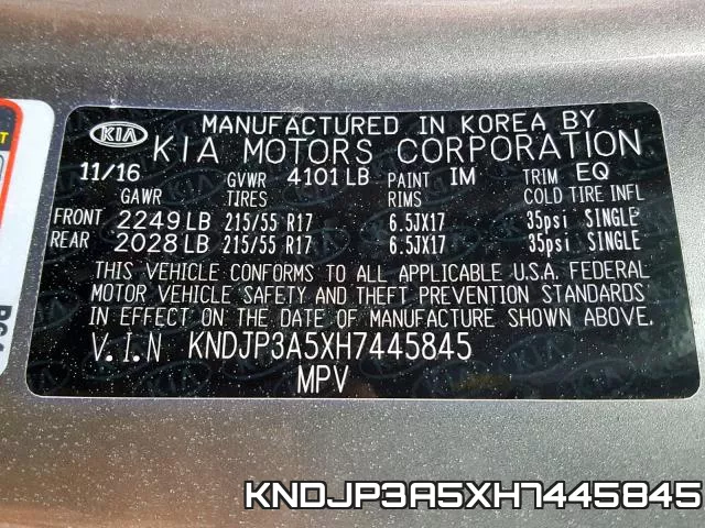 KNDJP3A5XH7445845 фото 2