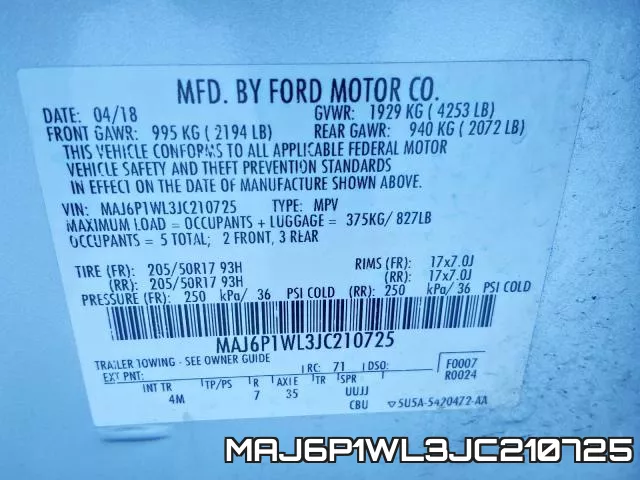 MAJ6P1WL3JC210725 фото 2