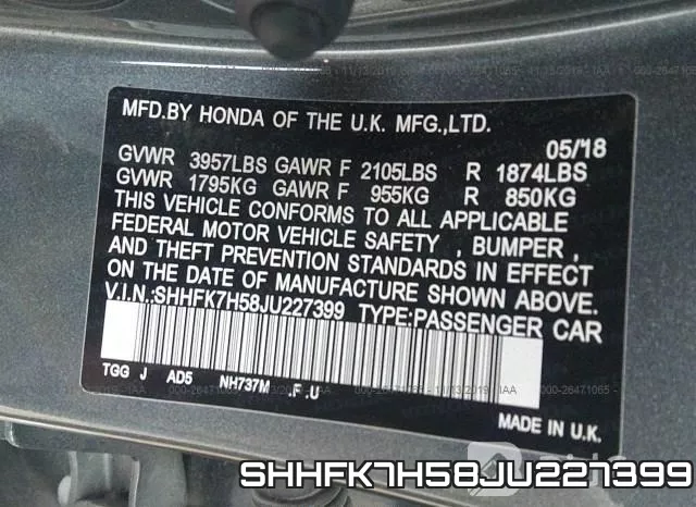 SHHFK7H58JU227399 фото 10