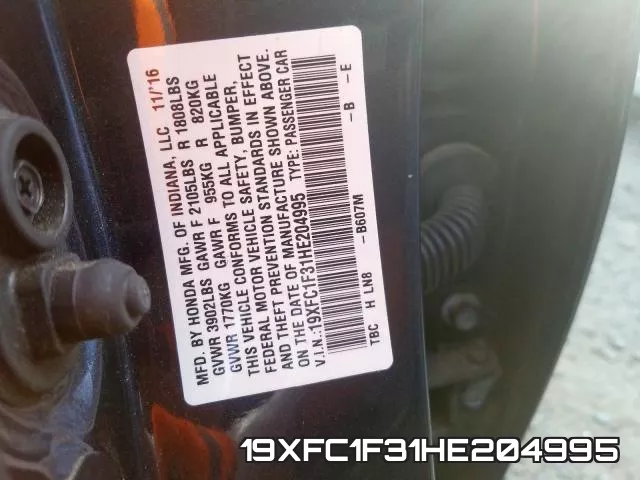 19XFC1F31HE204995 фото 2