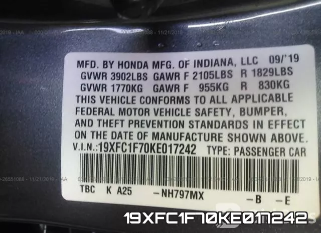 19XFC1F70KE017242 фото 10