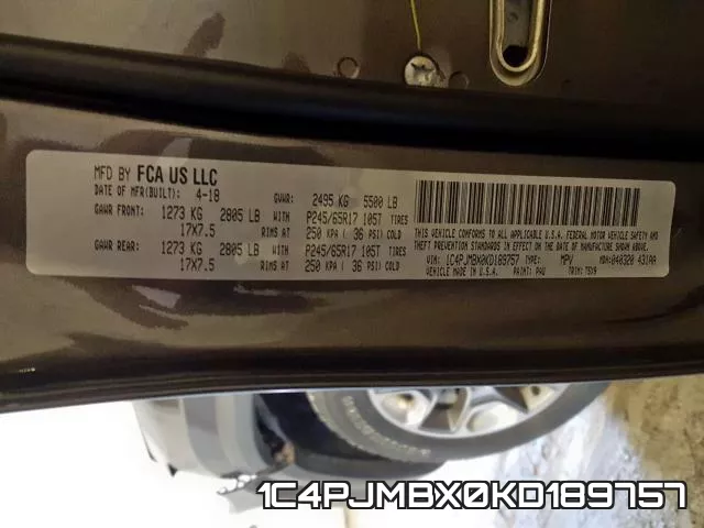 1C4PJMBX0KD189757 фото 2