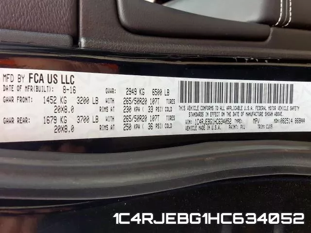 1C4RJEBG1HC634052 фото 2