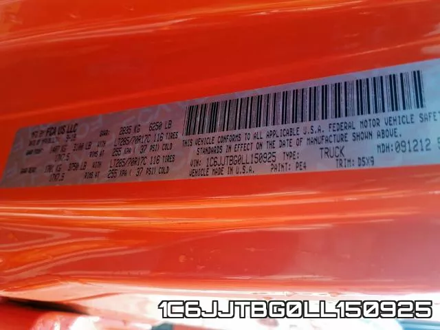 1C6JJTBG0LL150925 фото 2
