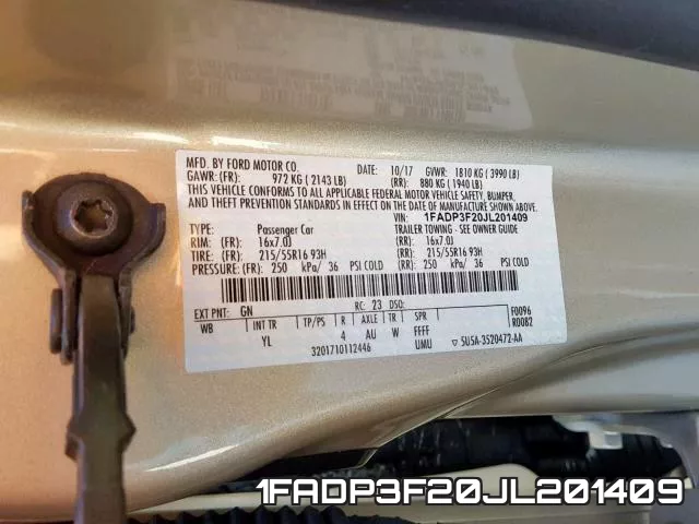 1FADP3F20JL201409 фото 2