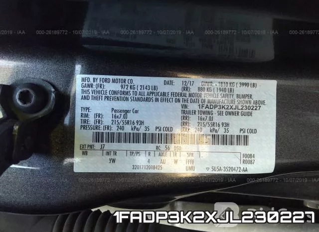 1FADP3K2XJL230227 фото 10