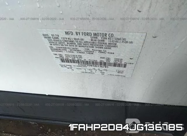 1FAHP2D84JG136785 фото 10
