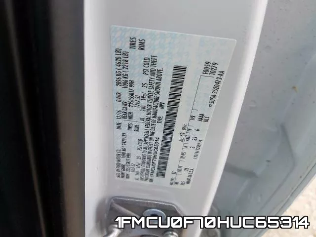 1FMCU0F70HUC65314 фото 2