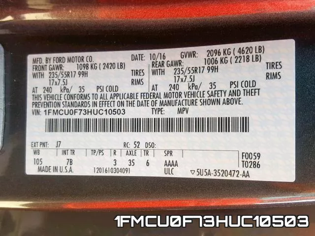 1FMCU0F73HUC10503 фото 2