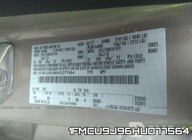 1FMCU9J96HUD77564 фото 10