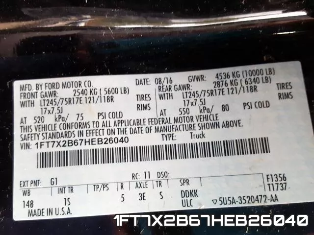 1FT7X2B67HEB26040 фото 2