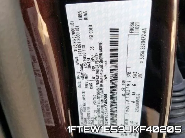 1FTEW1E53JKF40205 фото 2