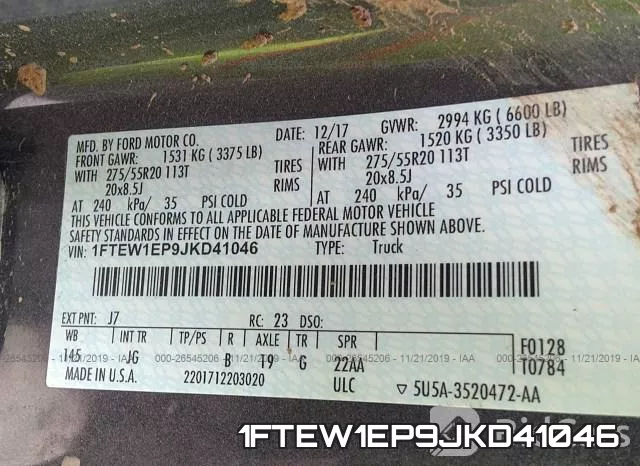 1FTEW1EP9JKD41046 фото 10