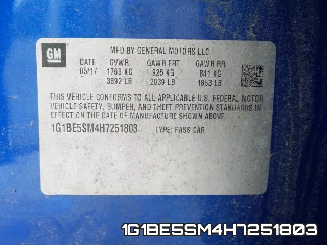 1G1BE5SM4H7251803 фото 2