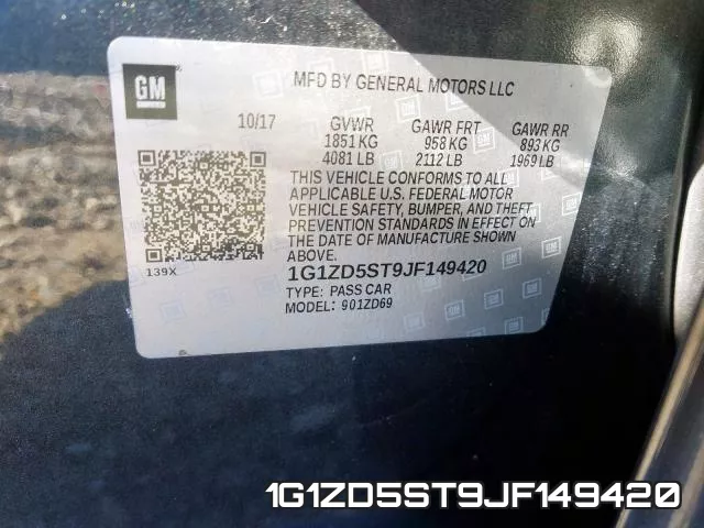 1G1ZD5ST9JF149420 фото 2