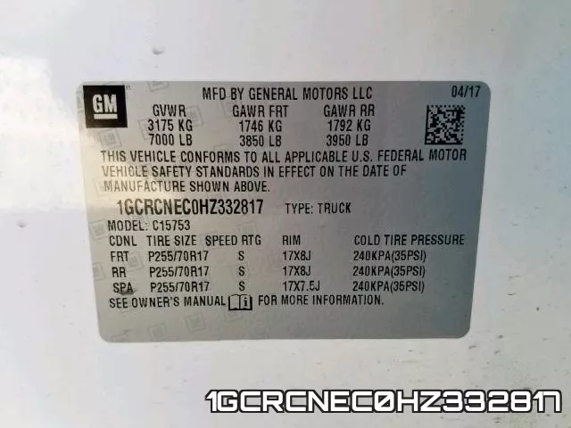 1GCRCNEC0HZ332817 фото 2