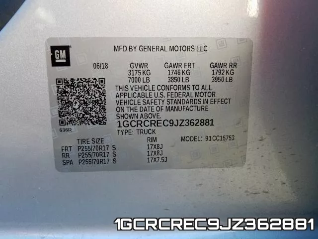 1GCRCREC9JZ362881 фото 2