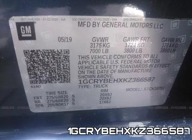 1GCRYBEHXKZ366587 фото 10