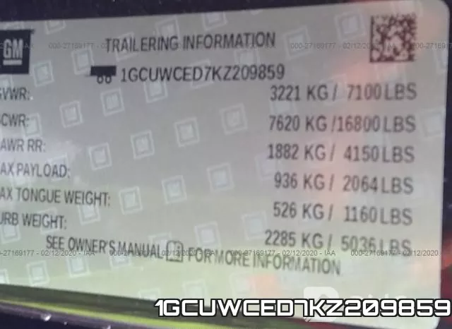 1GCUWCED7KZ209859 фото 10