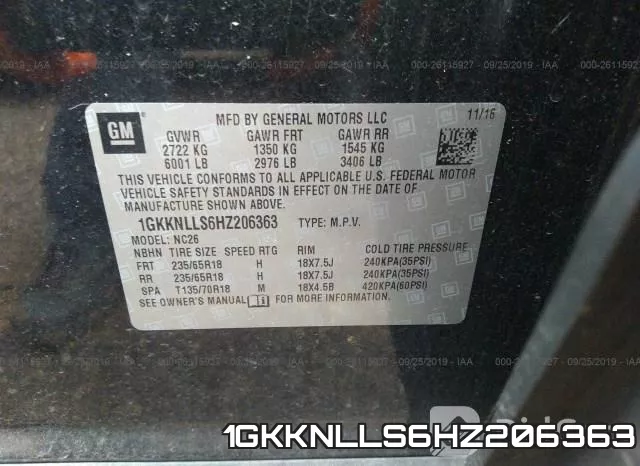 1GKKNLLS6HZ206363 фото 10