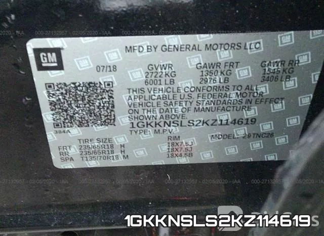 1GKKNSLS2KZ114619 фото 10