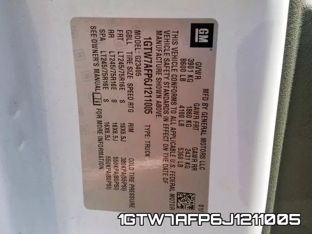 1GTW7AFP6J1211005 фото 2
