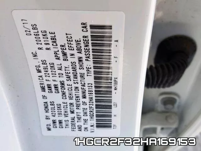 1HGCR2F32HA169153 фото 2