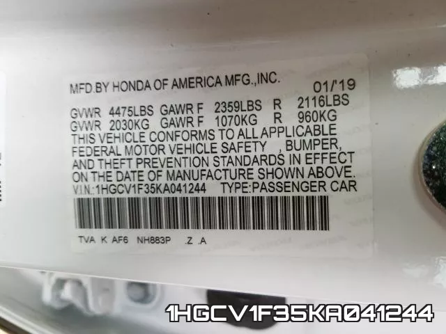 1HGCV1F35KA041244 фото 2