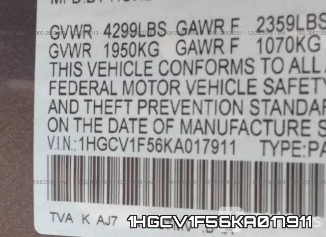 1HGCV1F56KA017911 фото 10