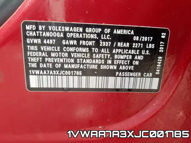 1VWAA7A3XJC001785 фото 2