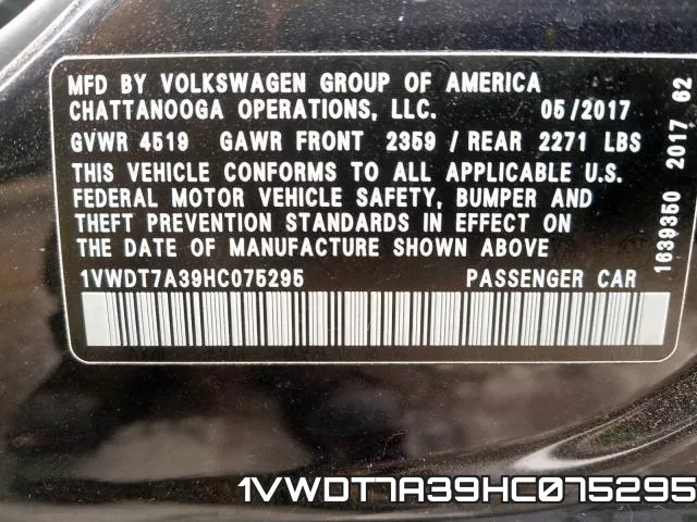 1VWDT7A39HC075295 фото 2