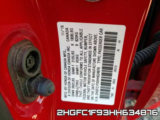 2HGFC1F93HH634876 фото 2