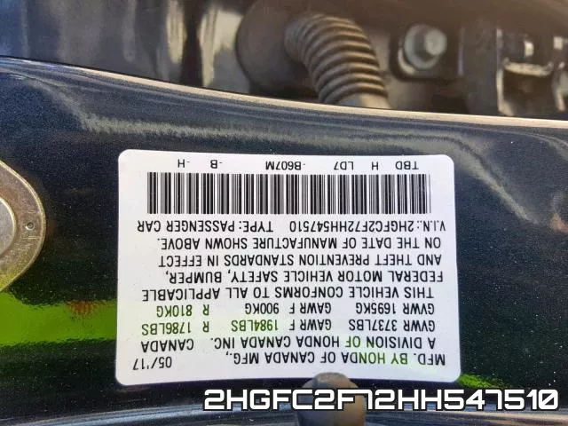 2HGFC2F72HH547510 фото 2