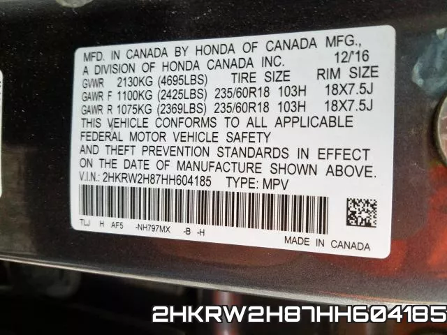 2HKRW2H87HH604185 фото 2