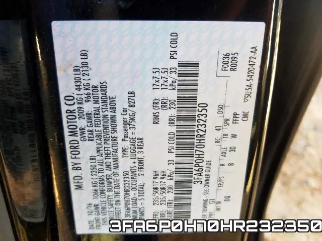3FA6P0H70HR232350 фото 2