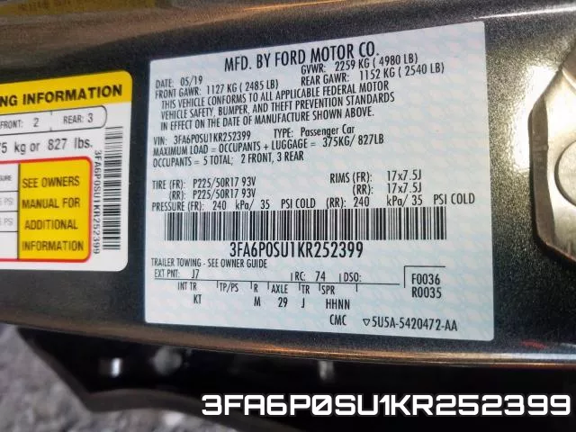 3FA6P0SU1KR252399 фото 2