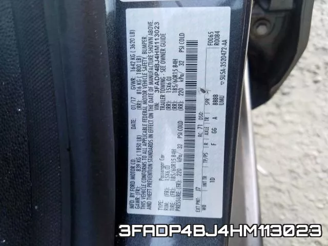 3FADP4BJ4HM113023 фото 2