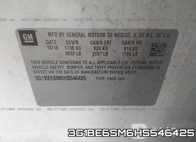 3G1BE6SM6HS546425 фото 10