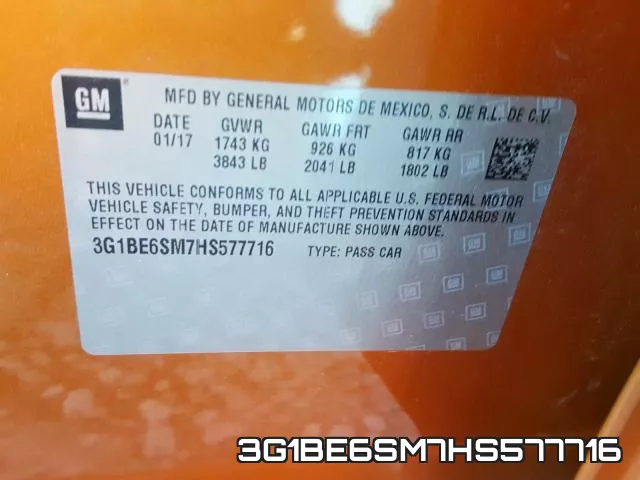 3G1BE6SM7HS577716 фото 2