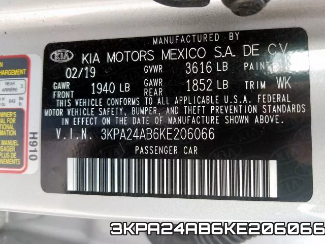 3KPA24AB6KE206066 фото 2