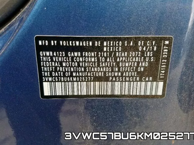 3VWC57BU6KM025277 фото 2