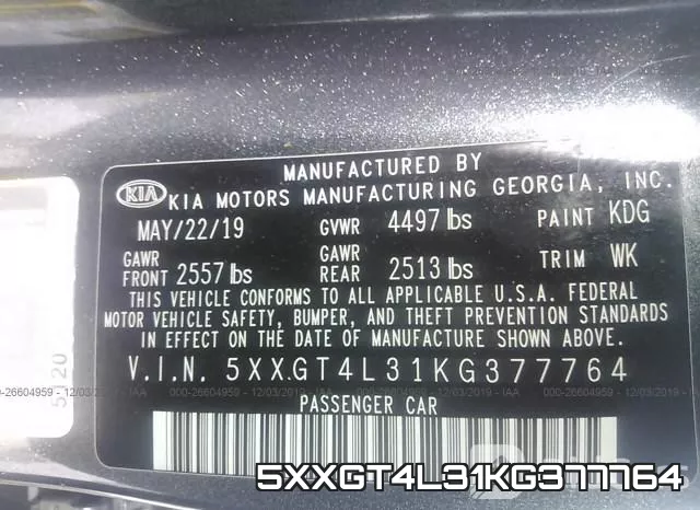 5XXGT4L31KG377764 фото 10