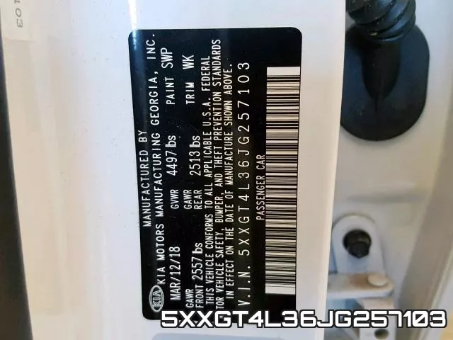 5XXGT4L36JG257103 фото 2