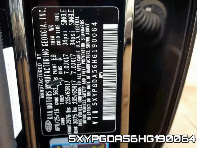 5XYPGDA56HG190064 фото 2